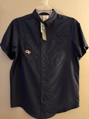 Georgia Tech Navy Short-Sleeve Button-Up Shirt